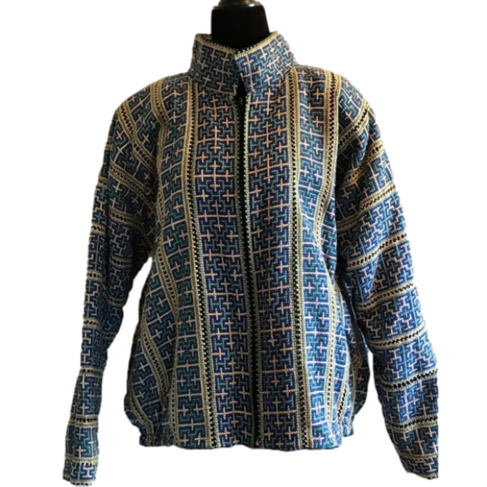 WOMEN’S size large vintage, woven ethnic jacket Aztec print cotton